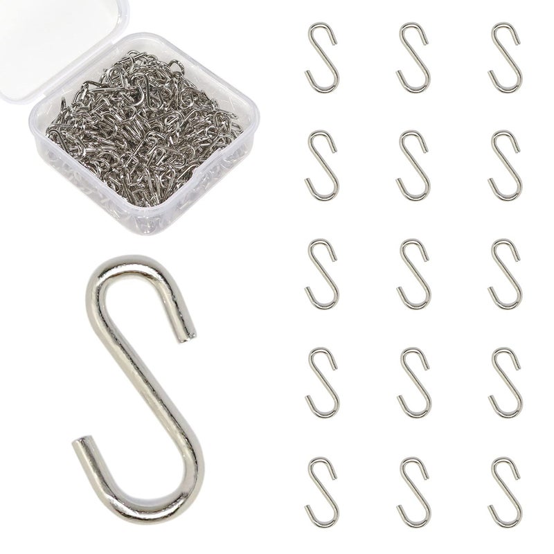 Millennial Essentials Mini S Hooks Connectors S Shaped Wire Hook Hangers 200pcs Hanging Hooks for DIY Crafts, Hanging Jewelry, Key Chain, Tags, Fishing Lure, Net Equipment (0.59 Inch) - Image 1